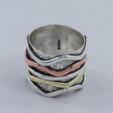 925 Sterling Silver Spinner Two Tone Ring