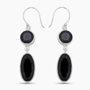 Black Onyx Silver Earring