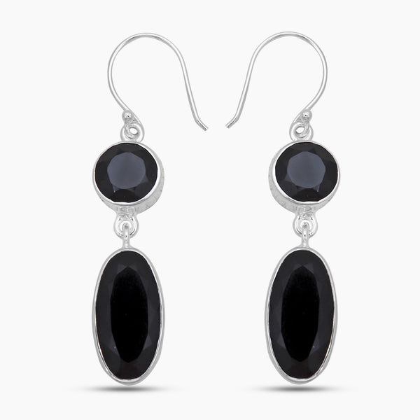 Black Onyx Silver Earring
