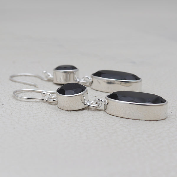 Black Onyx Silver Earring