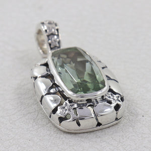 Natural Green Amethyst Silver Pendants