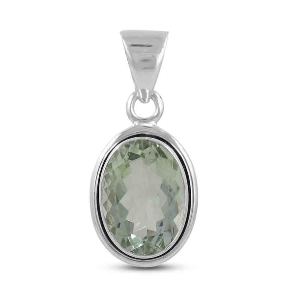 925 Sterling Silver Green Amethyst Pendant
