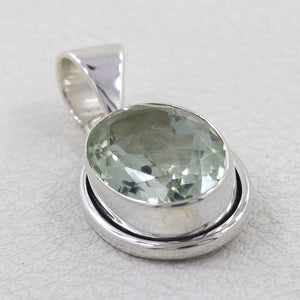925 Sterling Silver Green Amethyst Pendant