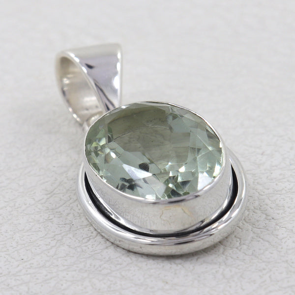 925 Sterling Silver Green Amethyst Pendant