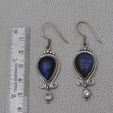 Natural Labradorite Silver Earrings