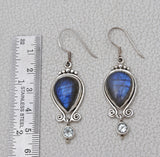 Natural Labradorite Silver Earrings