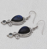 Natural Labradorite Silver Earrings