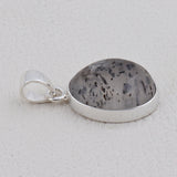 Black Dot Quartz Silver Pendant