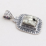 925 Sterling Silver Pendant Set Made with  Pyrite  Druzy  Gemstone