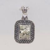 925 Sterling Silver Pendant Set Made with  Pyrite  Druzy  Gemstone