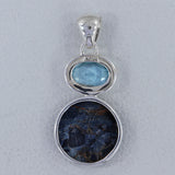 Pietersite with Blue Topaz Silver Pendant