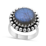 Rainbow Moonstone Silver Ring