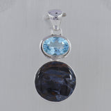 Pietersite with Blue Topaz Silver Pendant