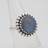 Rainbow Moonstone Silver Ring