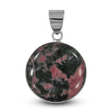 Pink Rhodonite Silver Pendant