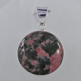 Pink Rhodonite Silver Pendant