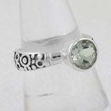 Green Amethyst Silver Ring