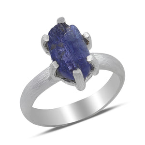Raw Iolite Silver Ring