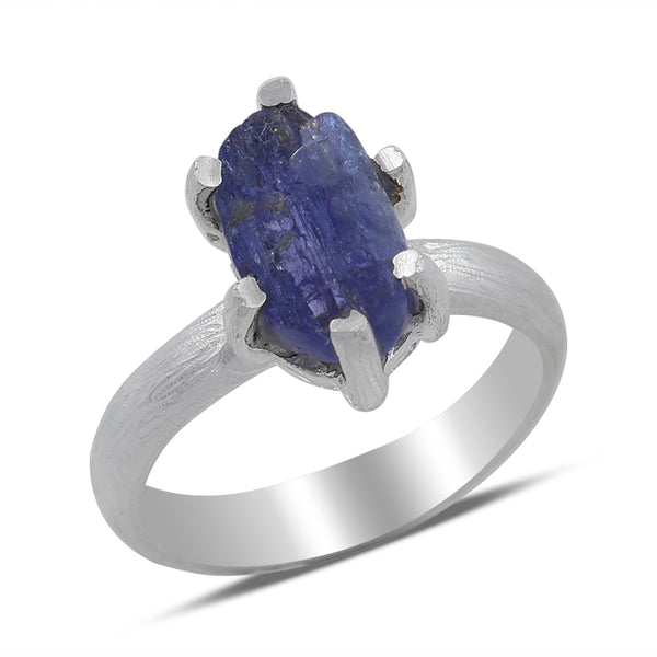 Raw Iolite Silver Ring