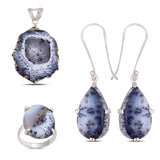 925 Sterling Silver Pendant Set Made with   Dendritic Opal Gemstone