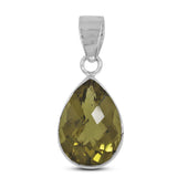 Natural Olive Quartz Silver Pendant