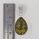 Natural Olive Quartz Silver Pendant