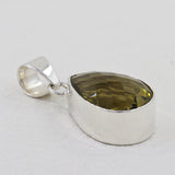 Natural Olive Quartz Silver Pendant