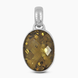 Natural Olive Quartz Silver Pendants