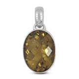 Natural Olive Quartz Silver Pendant