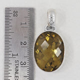 Natural Olive Quartz Silver Pendant