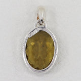 Natural Olive Quartz Silver Pendant