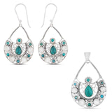 925 Sterling Silver Pendant Set Made with  Tibetan Turquoise Gemstone