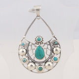 925 Sterling Silver Pendant Set Made with  Tibetan Turquoise Gemstone