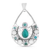 925 Sterling Silver Pendant Set Made with  Tibetan Turquoise Gemstone