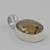 Natural Olive Quartz Silver Pendant