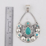 925 Sterling Silver Pendant Set Made with  Tibetan Turquoise Gemstone