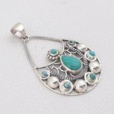 925 Sterling Silver Pendant Set Made with  Tibetan Turquoise Gemstone