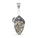 925 Sterling Silver Pendant Set Made with  Pyrite  Druzy  Gemstone