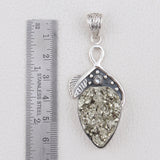 925 Sterling Silver Pendant Set Made with  Pyrite  Druzy  Gemstone