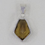 Natural Olive Quartz Silver Pendant