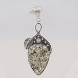 925 Sterling Silver Pendant Set Made with  Pyrite  Druzy  Gemstone