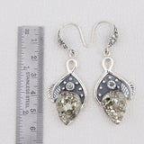 925 Sterling Silver Pendant Set Made with  Pyrite  Druzy  Gemstone