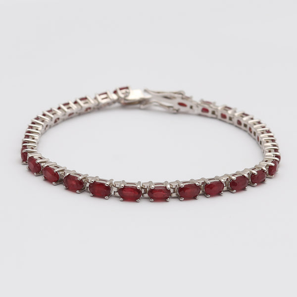 Natural Ruby Silver Bracelets
