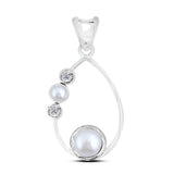 925 Sterling Silver Pendant Set Made with  Pearl Gemstone