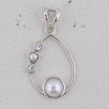 925 Sterling Silver Pendant Set Made with  Pearl Gemstone