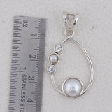 925 Sterling Silver Pendant Set Made with  Pearl Gemstone