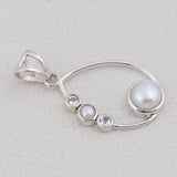 925 Sterling Silver Pendant Set Made with  Pearl Gemstone