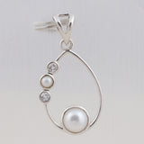 925 Sterling Silver Pendant Set Made with  Pearl Gemstone