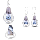 925 Sterling Silver Pendant Set Made with Dendritic Opal  Gemstone