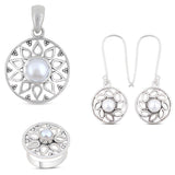 925 Sterling Silver Pendant Set Made with  Pearl Gemstone